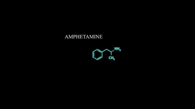 Amphetamine Molecule Molecular Structure Animation, Stimulant Chemical Formula Science Motion Graphic