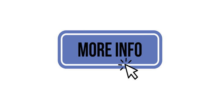 More info button with cursor clicking web element icon for call to action template design.