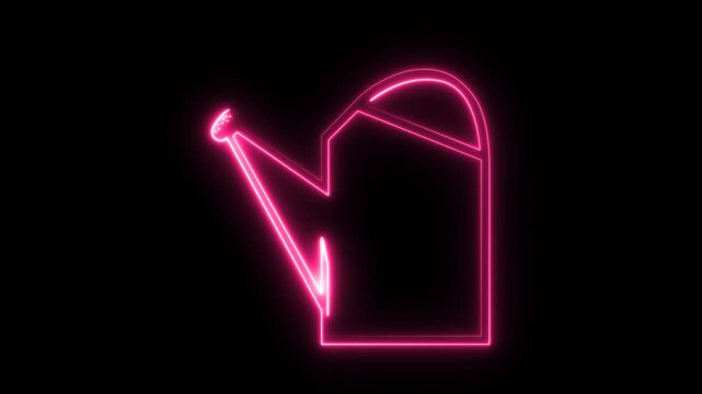 Glowing water pot Neon Sign with Bright Neon Lights 4k animation video with alpha channel on Black Background