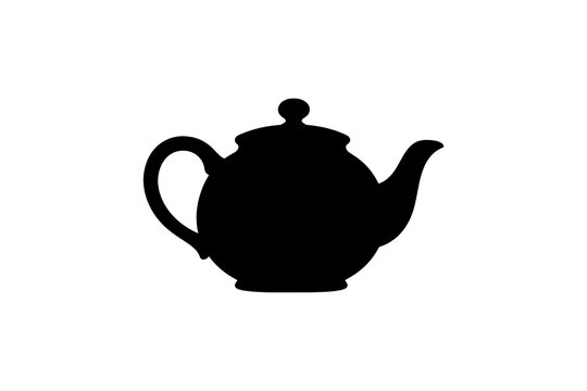 Clean flat vector silhouette of a ceramic teapot with handle and spout