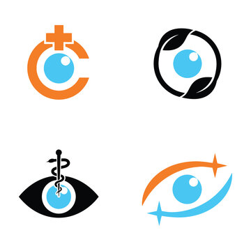eye logos medical symbol blue circles