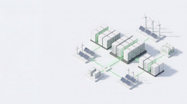 Minimal Isometric Illustration of Flexible AI Computing and Smart Grid Energy Management