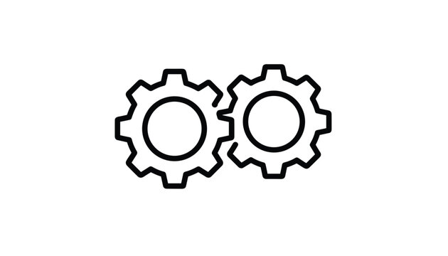 Interlinked gears icon representing teamwork, industrial cooperation, mechanical settings, or synchronized processes.