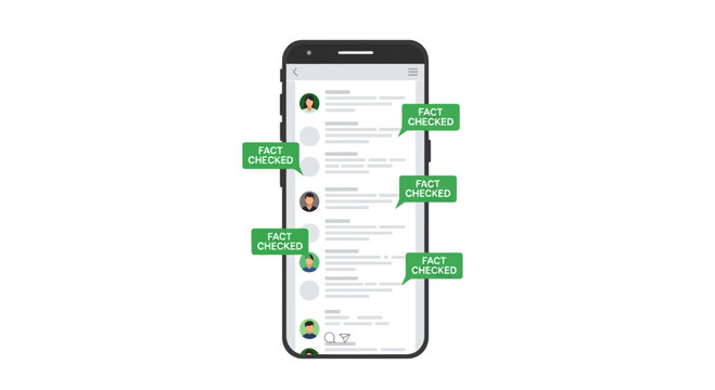 Fact Checking Social Media Interface Concept on Smartphone Screen for Combatting Fake News and Misinformation