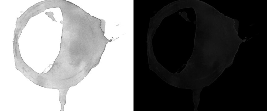 Liquid splash ring texture and alpha mask on split black and white background