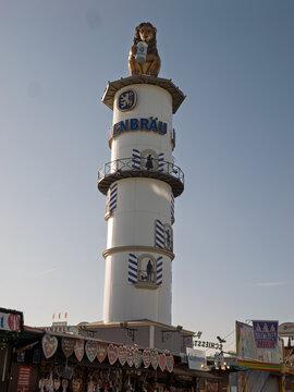 Munich Oktoberfest Beer Tower with Lion Sculpture