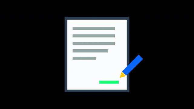 Minimalist Graphic Icon of a Document Being Signed with a Pen for Business and Legal Agreements