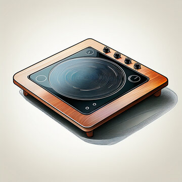 Tabletop induction cooktop - Japanese kitchen appliance isolated on white