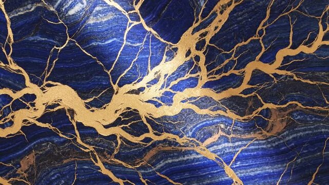 Luxurious abstract blue marble with gold veins forming a beautiful natural pattern for backgrounds