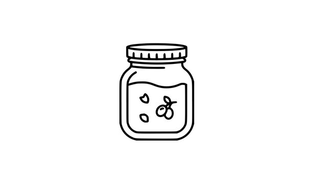 Simple Jam Jar Black Outline Vector Icon Design