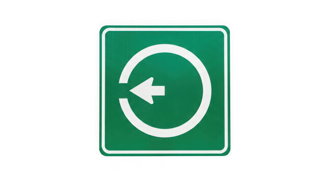 Green circular refresh arrow icon with white background