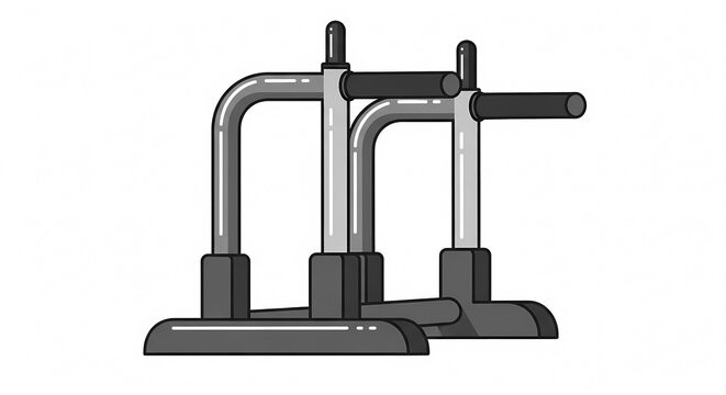 Professional Parallettes Dip Station for Calisthenics and Strength Training, Minimalist Bodyweight Fitness Equipment Illustration for Gym and Home Workout Isolated on White Background