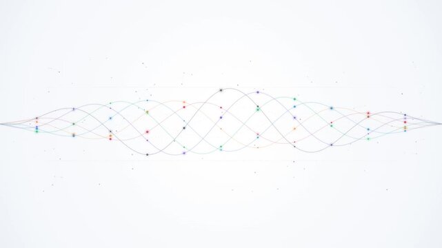 Abstract network pattern with glowing nodes moving smoothly on white background
