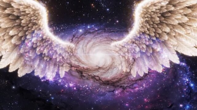 Angels wings in space with spinning galaxy effect by VSRExport