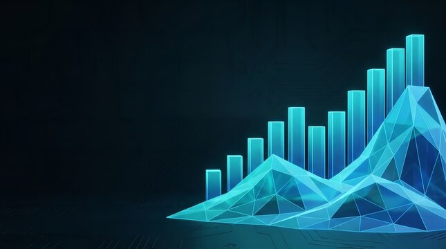 Cybernetic growth chart illustrating business expansion with futuristic data visualization