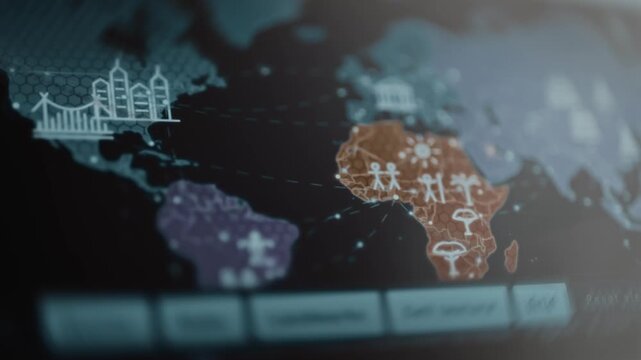 Economic dashboard maps industries across multiple continents