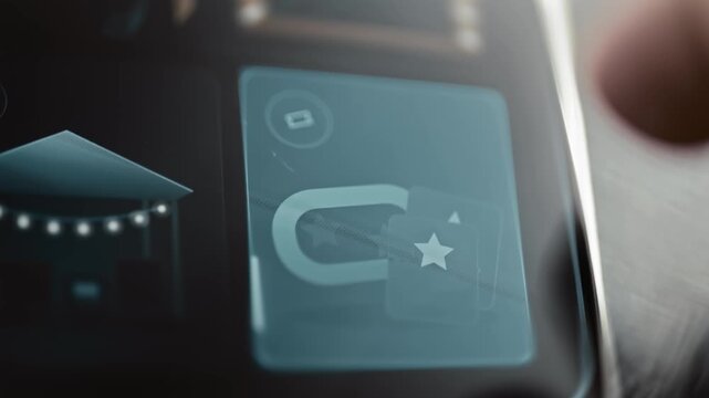 Magnetic attraction control activates starred interface tile