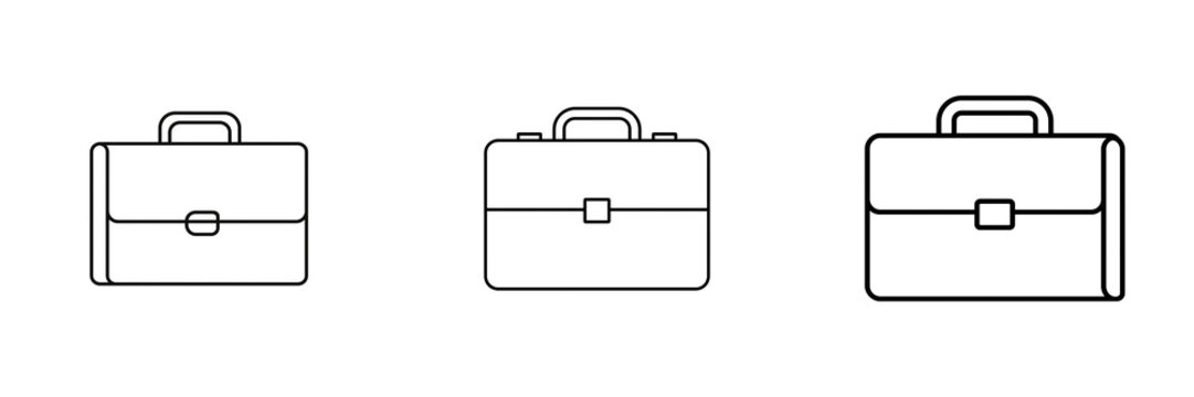 Set of Professional briefcase icon design template, compact rectangular briefcase with sturdy handle, minimalist vector artwork on transparent png background. Ai generated
