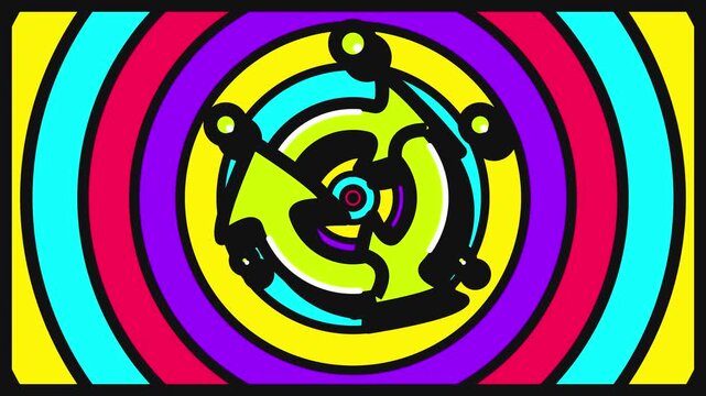 Hypnotic Psychedelic Abstract Motion Graphic with Bright Rotating Shapes