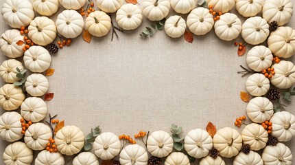 Obraz premium An abundant harvest of autumnal pumpkins a festive thanksgiving day border and background