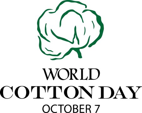 World cotton day graphic logo with cotton plant illustration
