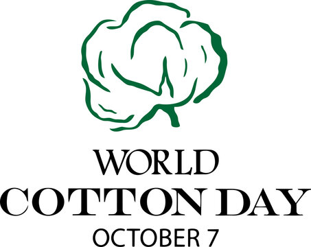 World cotton day logo graphic with stylized cotton plant symbol