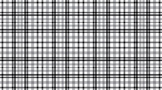 Classic Monochromatic Black and White Plaid Seamless Pattern Background