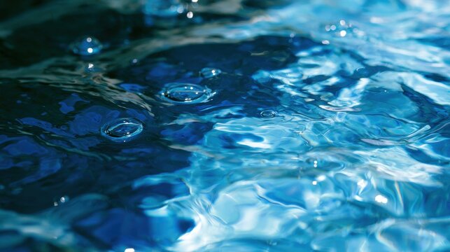 Water ripples and bubbles in clear blue water during daylight hours