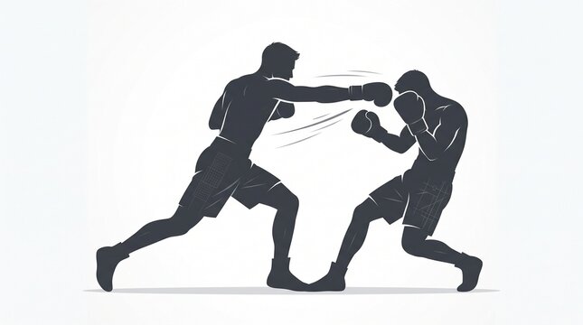 Two boxers exchanging punches in a fight stance