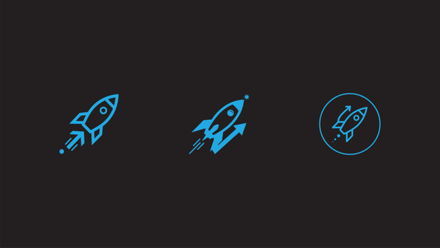 Rocket Launch and Space Mission Symbols &ndash; Liftoff, Exploration and Aerospace Vector Icon Set