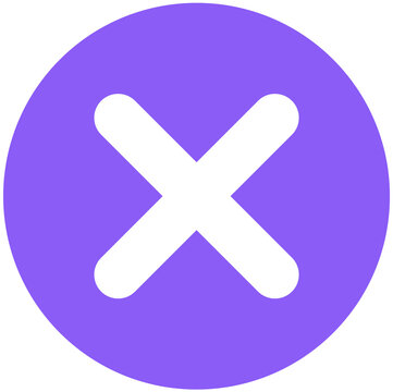 Violet Circle Cross Icon for Cancel, Close, Delete, Reject and Error Button PNG Vector Clipart