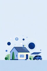 Obraz premium Smart home with photovoltaic roof and solar carport charging electric vehicle
