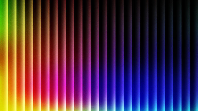Vibrant rainbow gradient abstract background with vertical stripes and grainy texture.