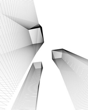 Architecture building 3d. Concept sketch.