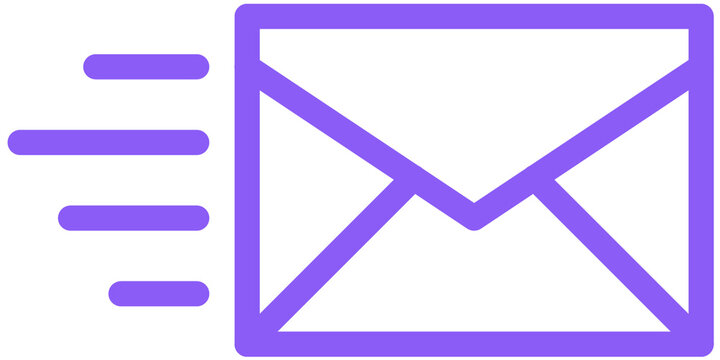 Violet Fast Express Delivery Envelope Mail Motion Icon for Courier, Shipping and Urgent Communication PNG