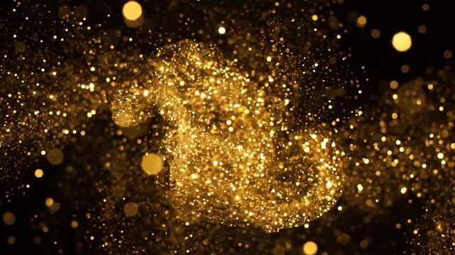 Golden glitter particles loop background with sparkling effects