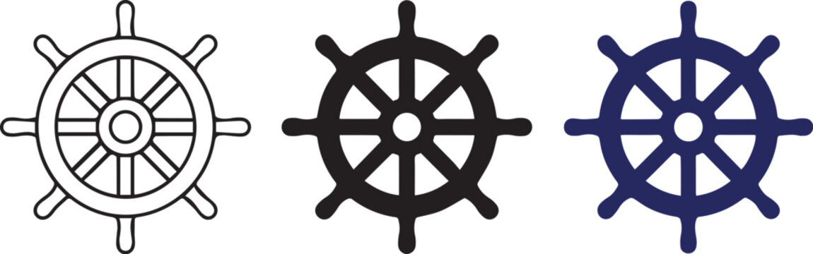 Three_ship_steering_wheels_compared