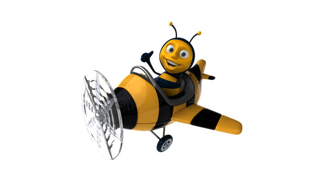 Cute cartoon bee worker character isolated on white