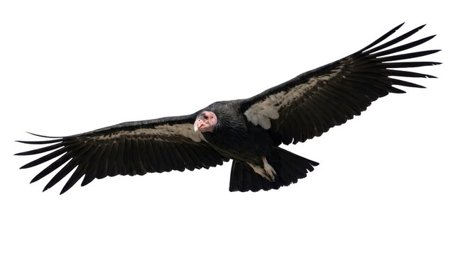 Condor Bird Photo Isolated on Black Background Flying High