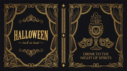 Obraz premium Elegant halloween themed book cover featuring trick or treat and spirit night celebration elements
