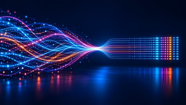 Abstract Visualization of High Speed Data Compression and Streaming Through Glowing Fiber Optic Channels