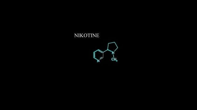 Nicotine Molecule Molecular Structure Animation, Nicotine Chemical Formula and Neuropharmacology Science Motion Graphic