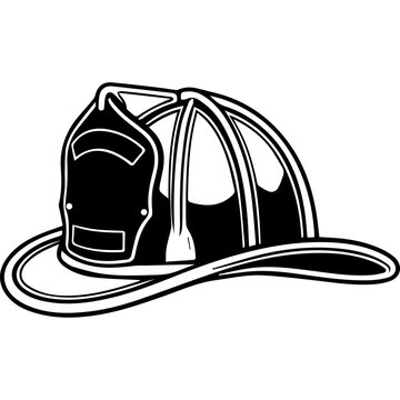 Black and white firefighter hat graphic vector element for t-shirt design and branding
