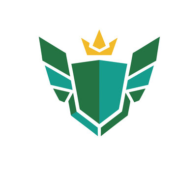 Shield with wings and crown logo