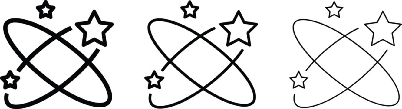 Dizziness and confusion effect icon set with stars orbiting stars head injury dizzy icon cartoon effect line art