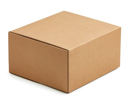 Brown Cardboard Box, Closed, Plain Surface