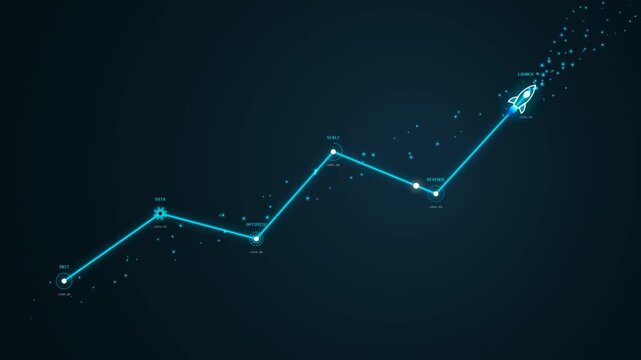 Abstract Holographic Startup Growth Rocket Seamless Motion Loop 4K
