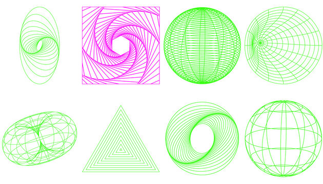 Abstract geometric line art shapes overlay PNG resource for graphic design and digital art