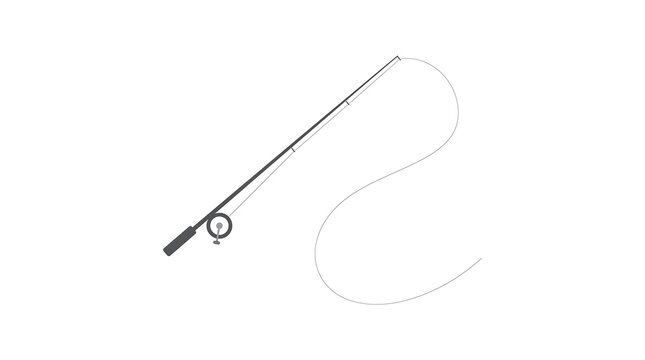 Vector fishing rod with reel and curved line
