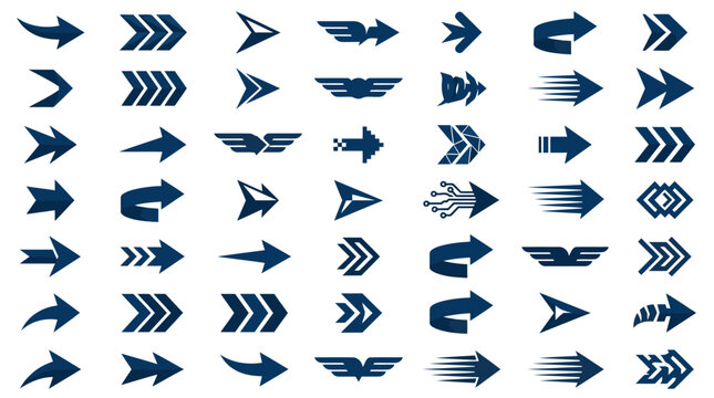 arrow icons set with corporate logo design style